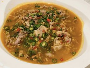 Sliced Beef in Golden Broth with Green Chilies
